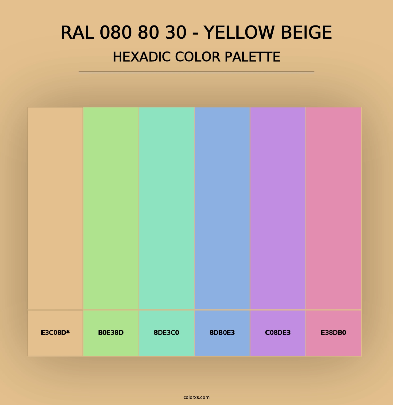 RAL 080 80 30 - Yellow Beige - Hexadic Color Palette