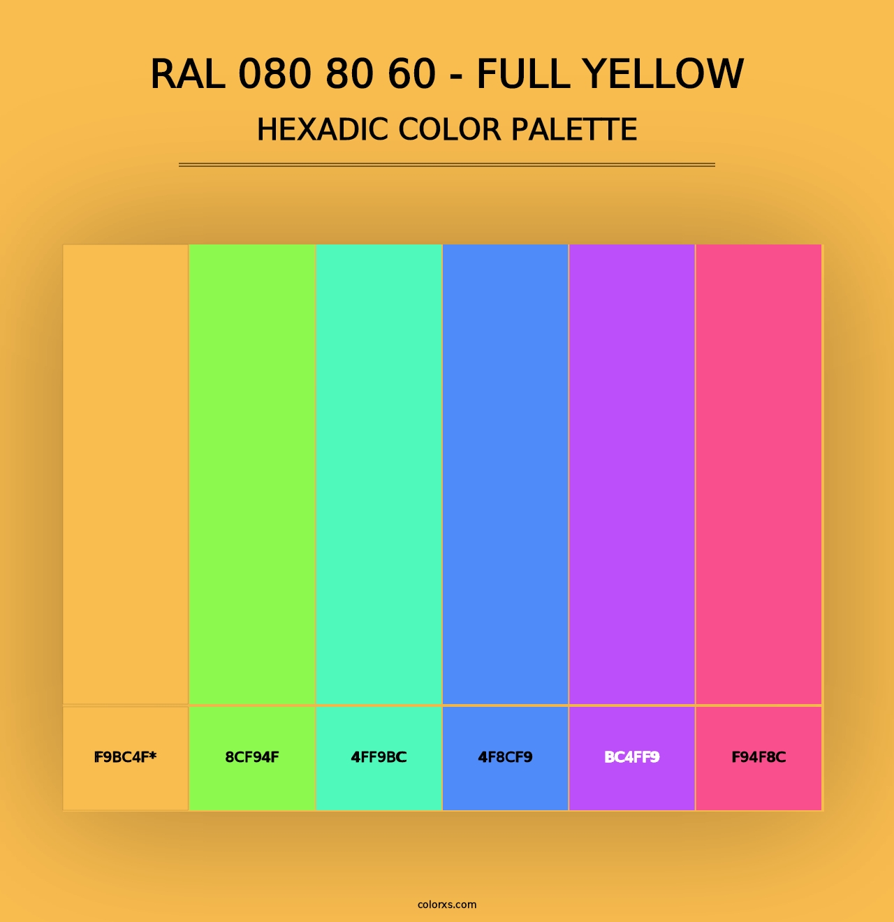 RAL 080 80 60 - Full Yellow - Hexadic Color Palette