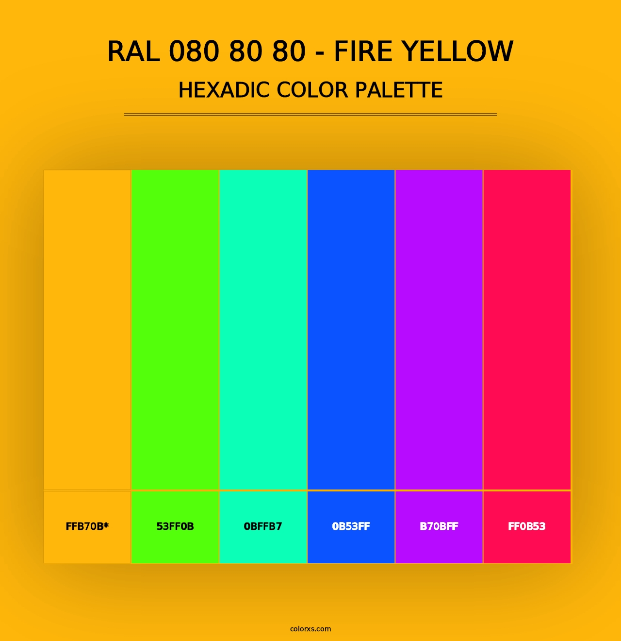 RAL 080 80 80 - Fire Yellow - Hexadic Color Palette