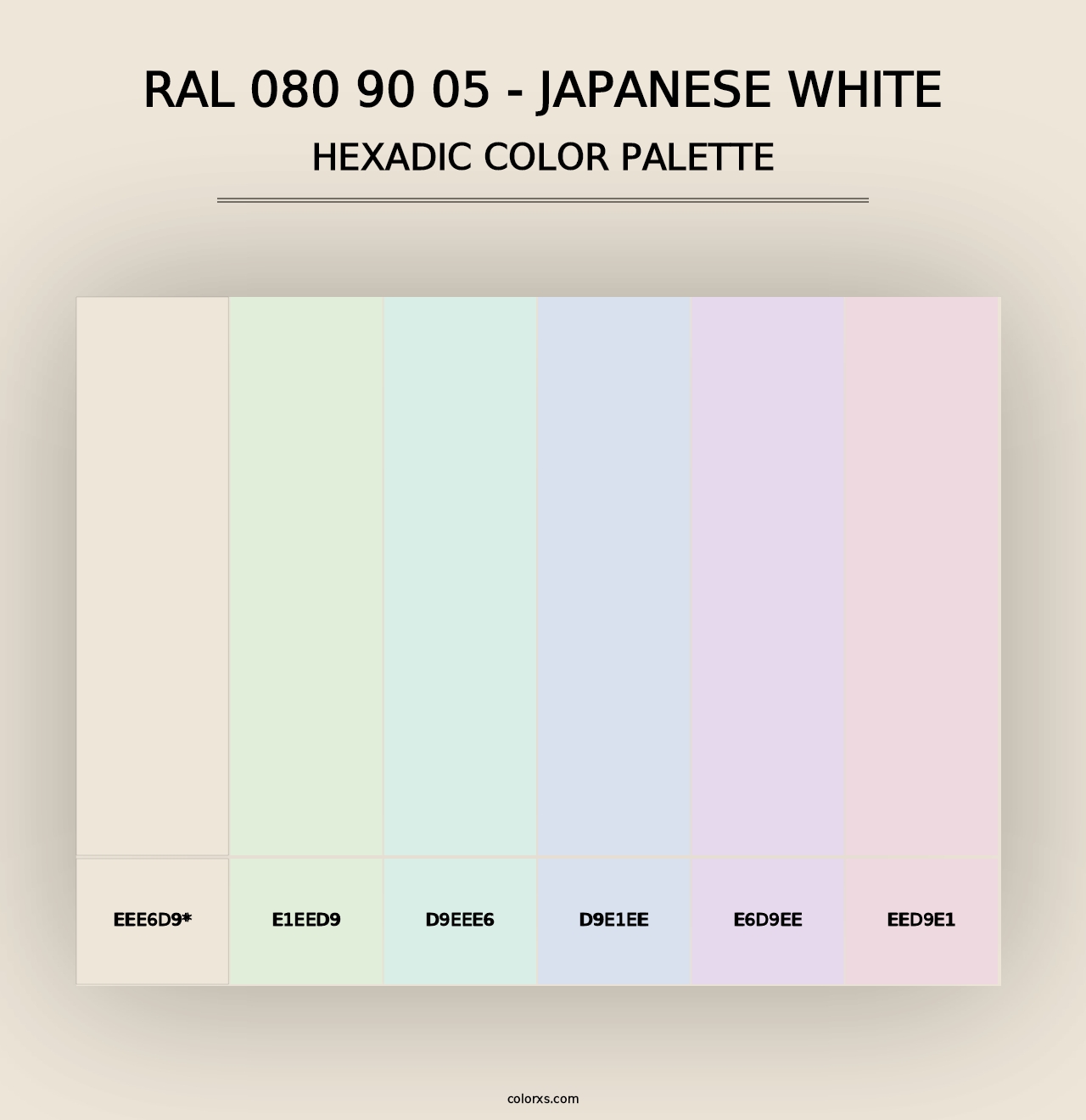 RAL 080 90 05 - Japanese White - Hexadic Color Palette