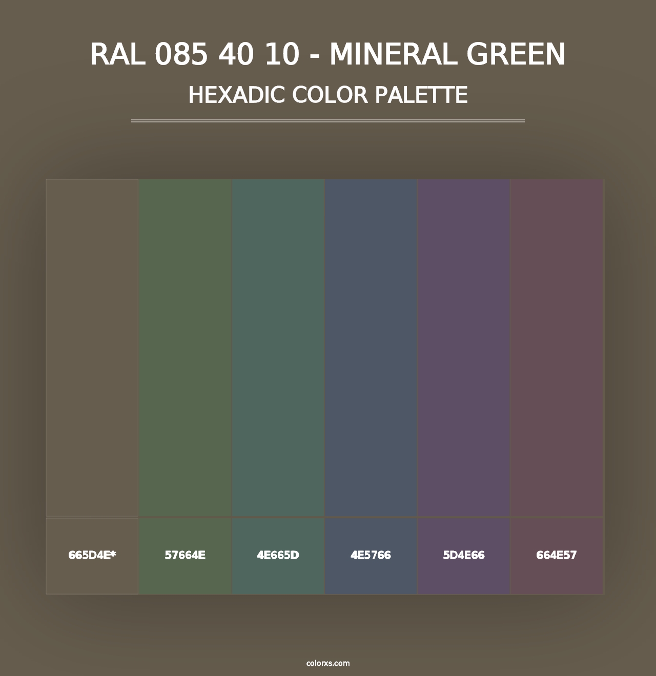 RAL 085 40 10 - Mineral Green - Hexadic Color Palette