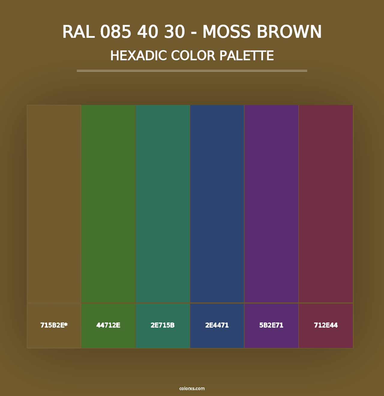 RAL 085 40 30 - Moss Brown - Hexadic Color Palette