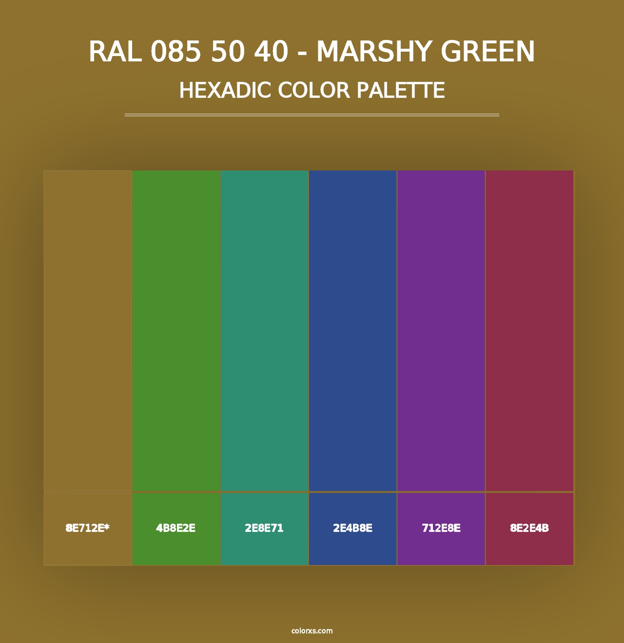 RAL 085 50 40 - Marshy Green - Hexadic Color Palette