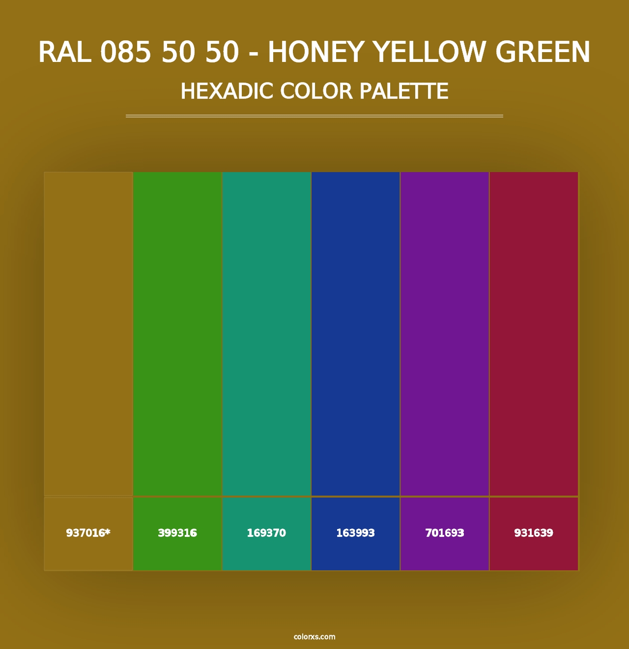 RAL 085 50 50 - Honey Yellow Green - Hexadic Color Palette