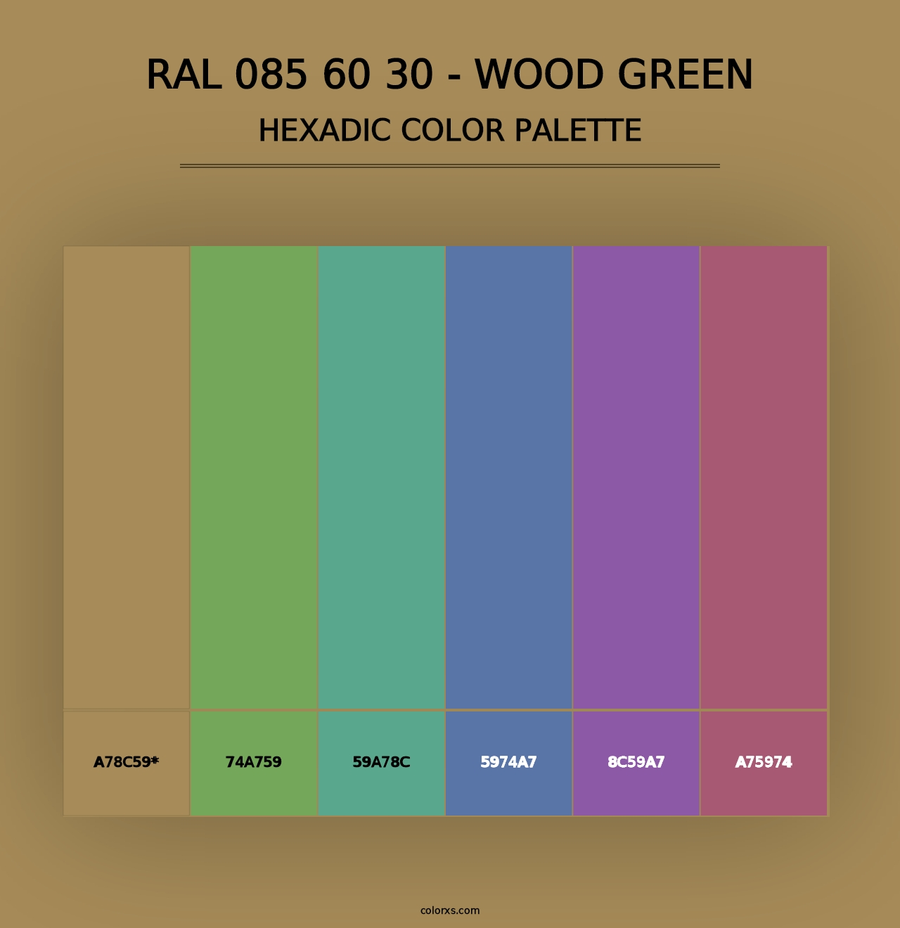 RAL 085 60 30 - Wood Green - Hexadic Color Palette