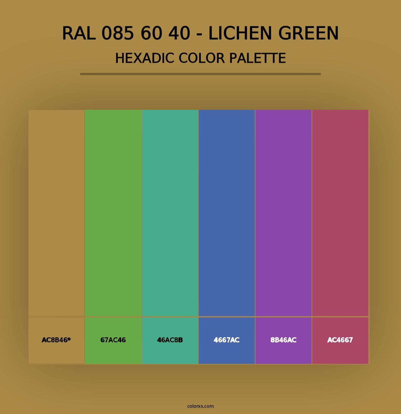 RAL 085 60 40 - Lichen Green - Hexadic Color Palette