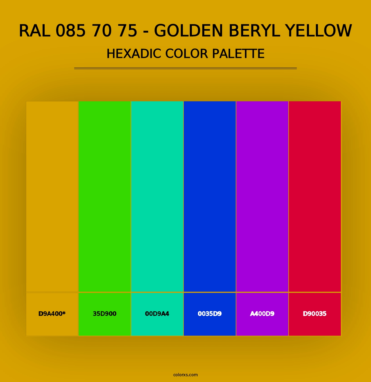 RAL 085 70 75 - Golden Beryl Yellow - Hexadic Color Palette