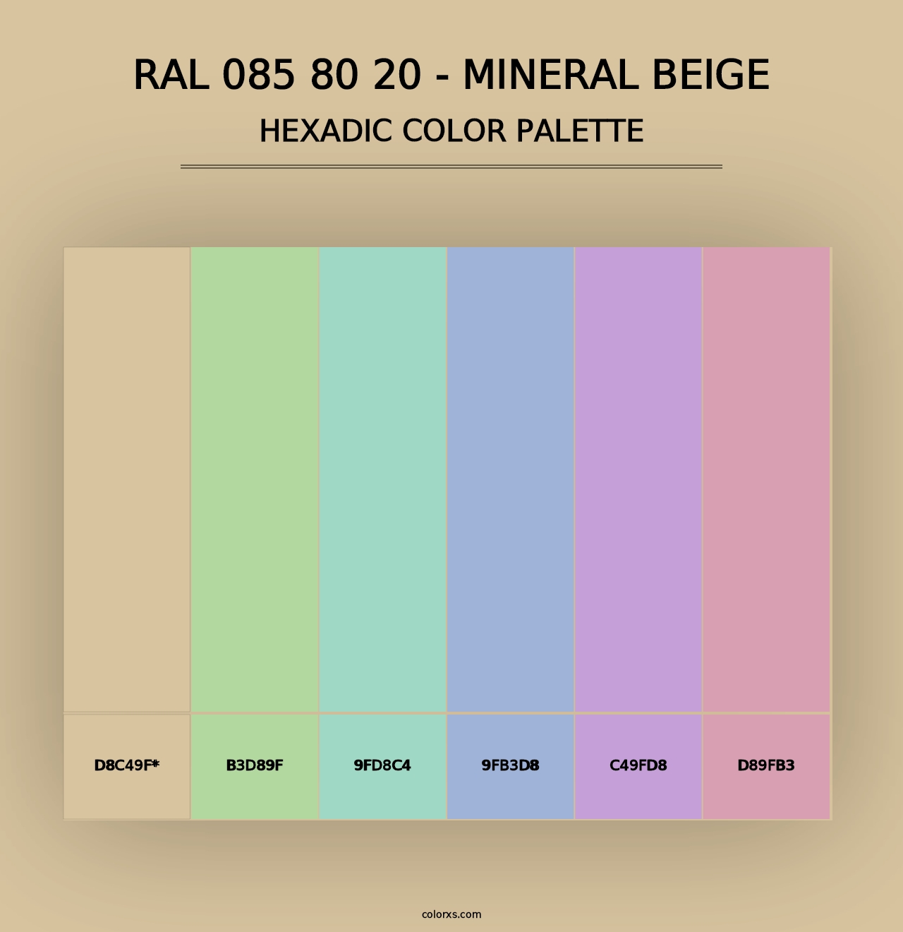 RAL 085 80 20 - Mineral Beige - Hexadic Color Palette