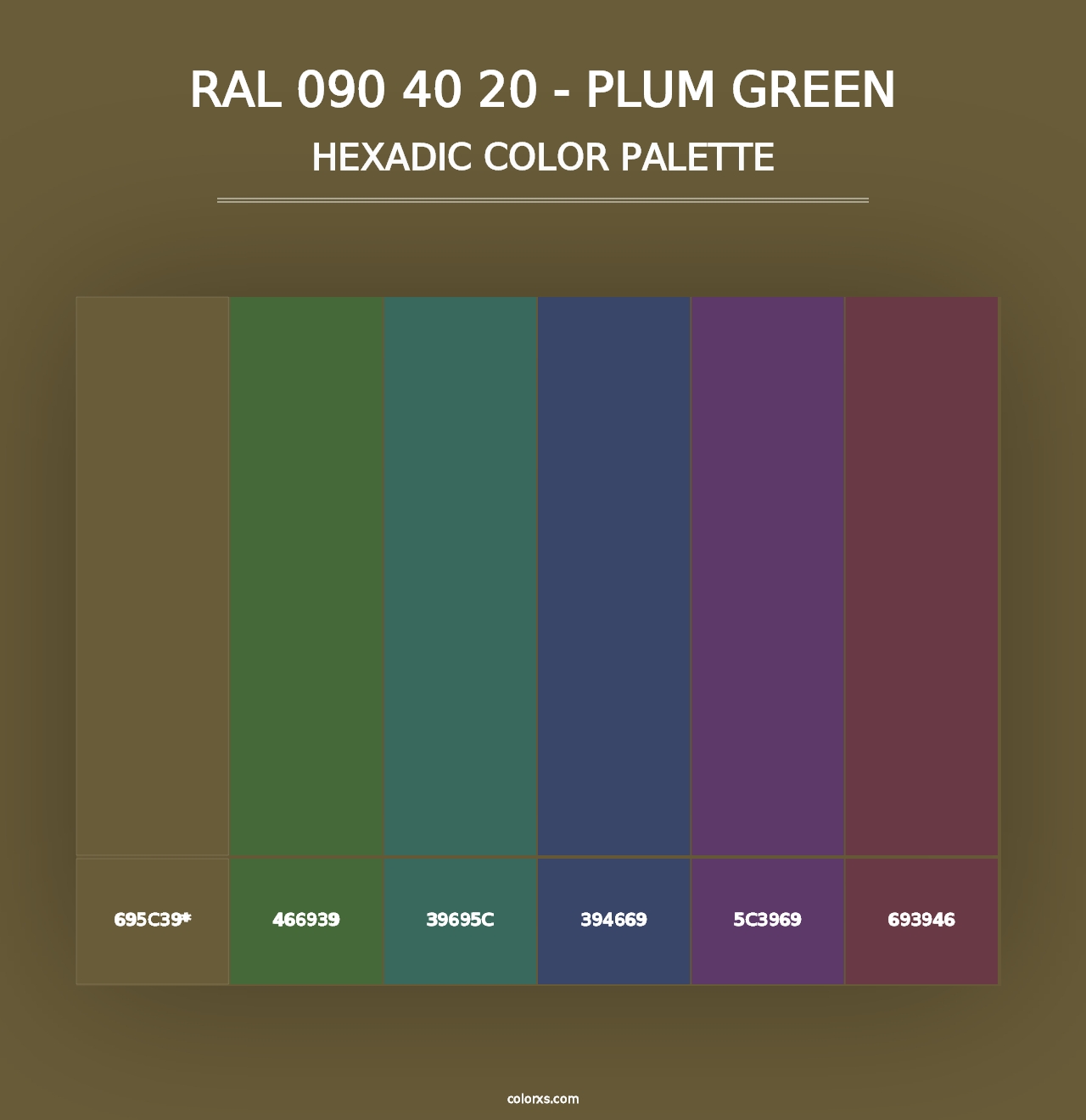 RAL 090 40 20 - Plum Green - Hexadic Color Palette