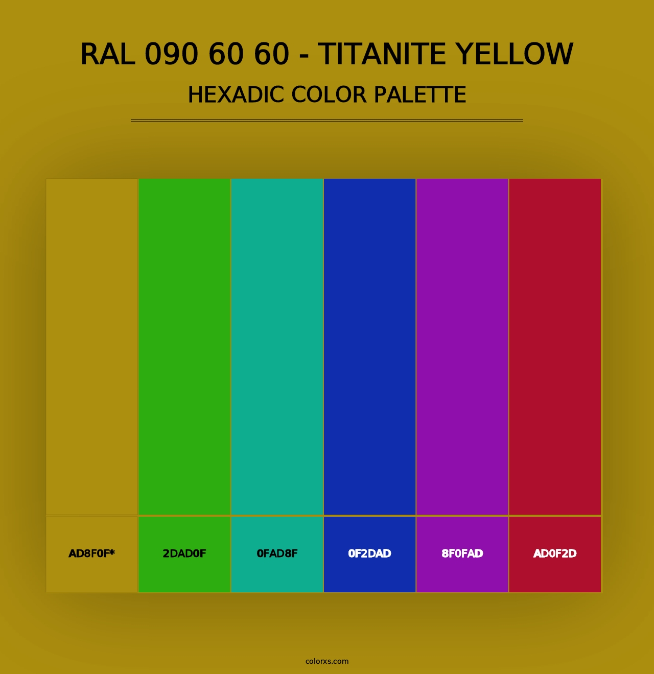 RAL 090 60 60 - Titanite Yellow - Hexadic Color Palette