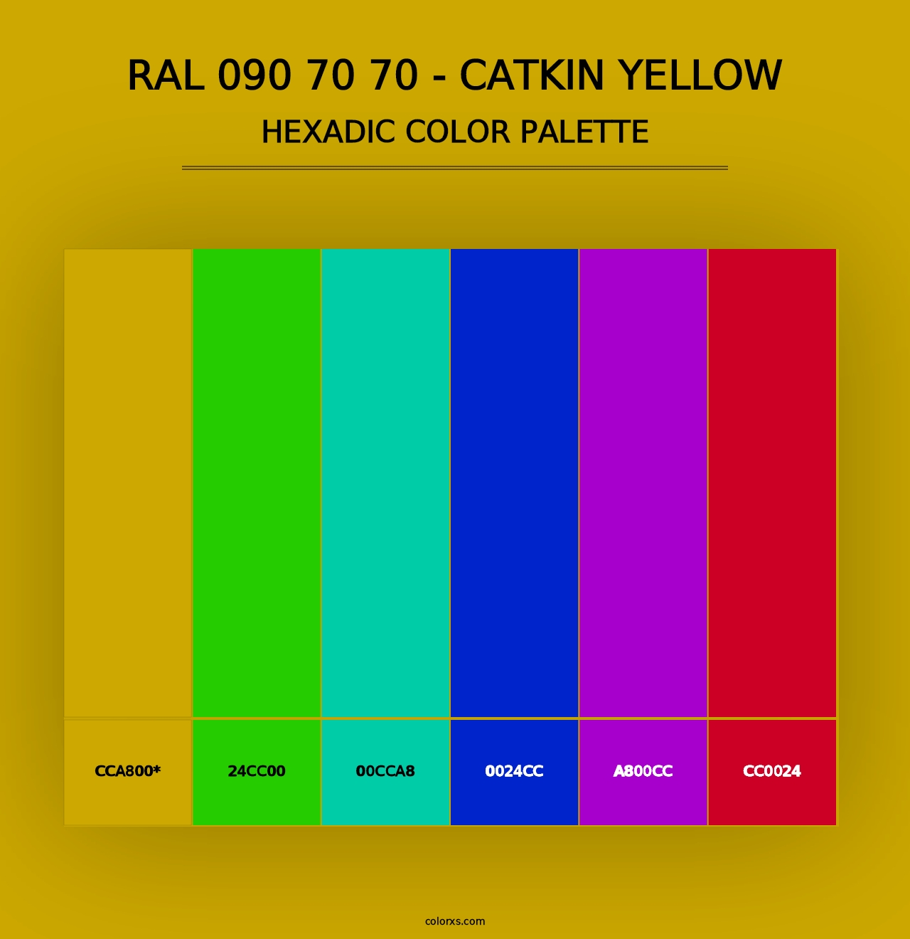 RAL 090 70 70 - Catkin Yellow - Hexadic Color Palette