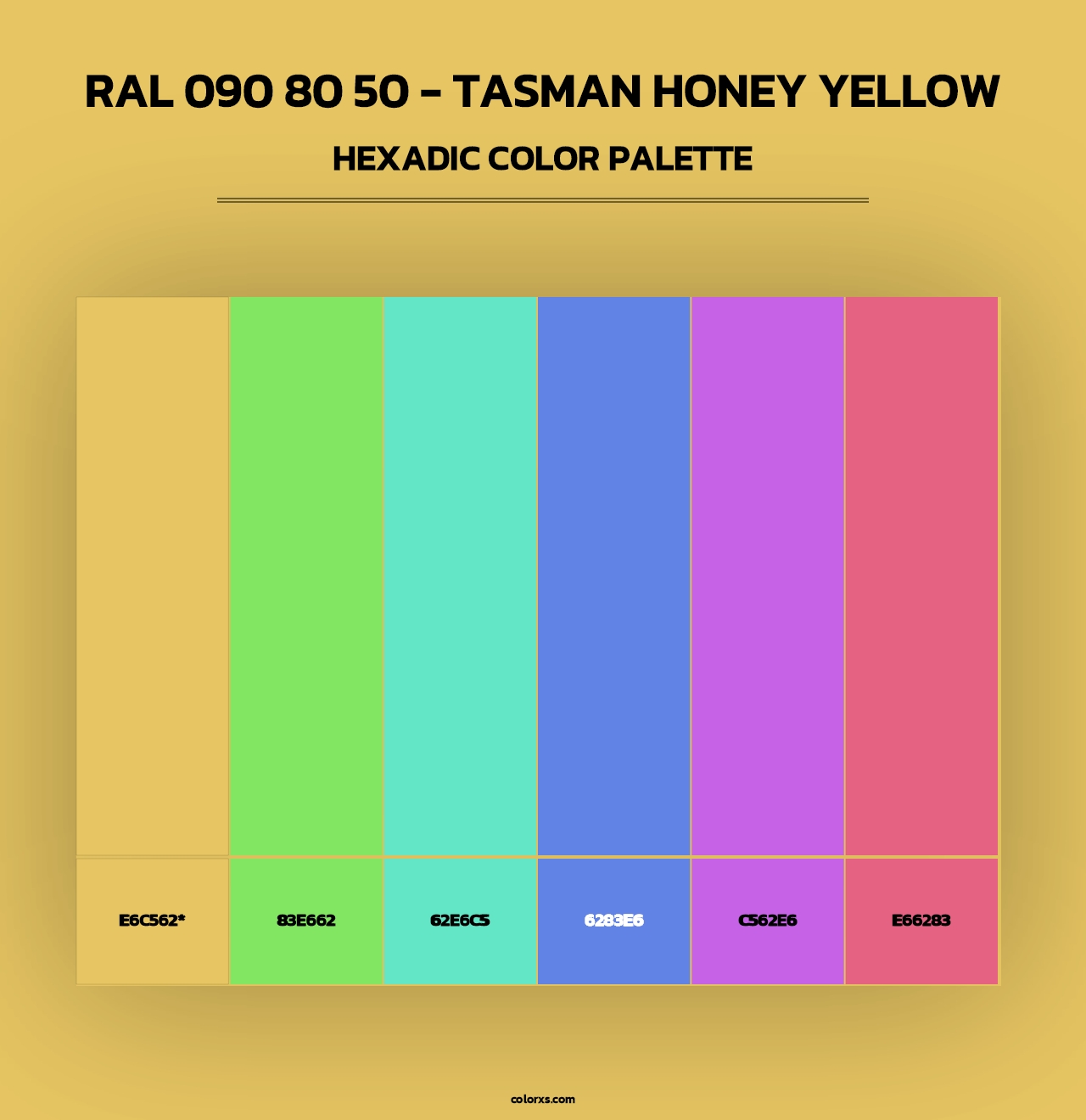 RAL 090 80 50 - Tasman Honey Yellow - Hexadic Color Palette