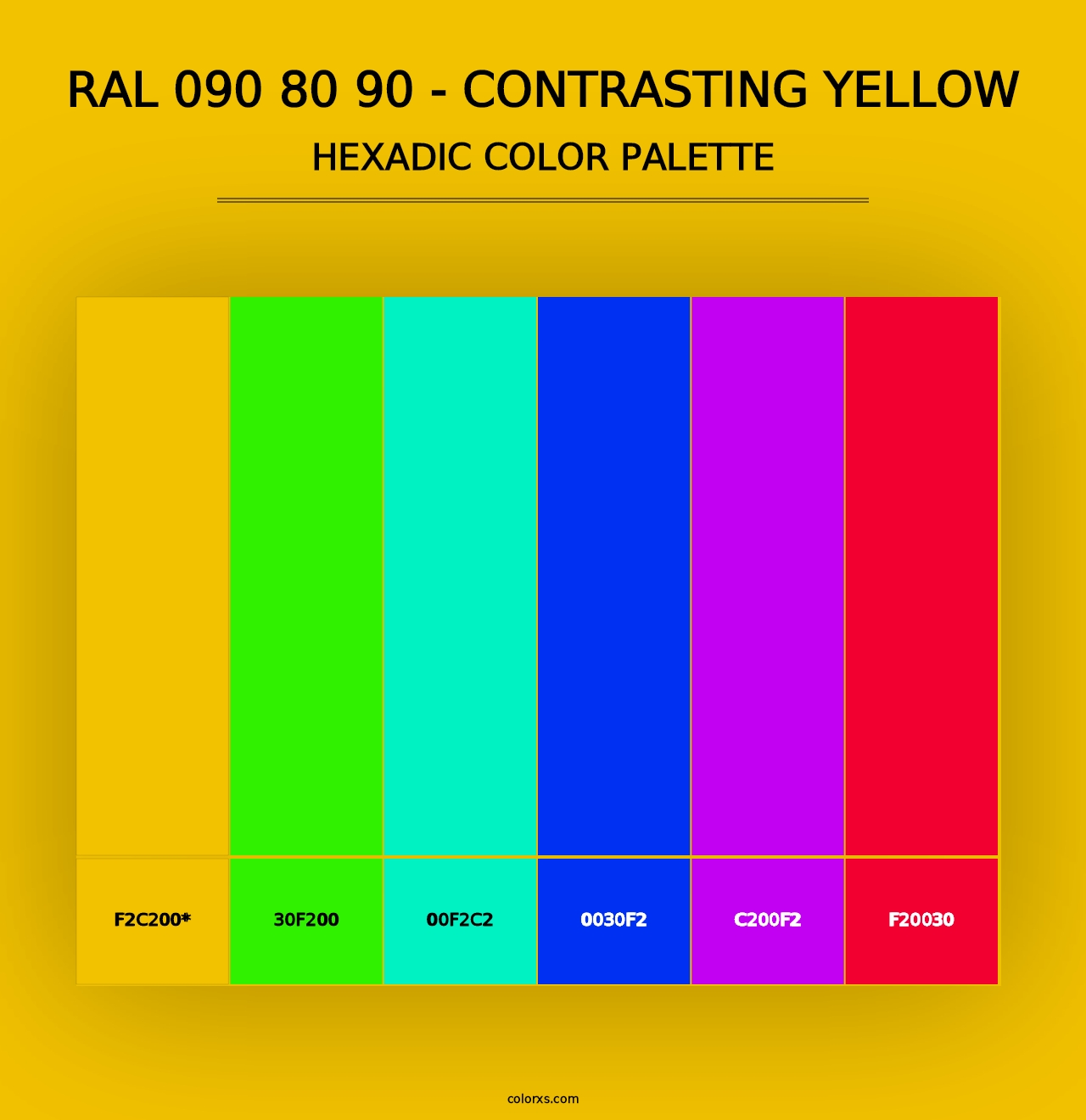 RAL 090 80 90 - Contrasting Yellow - Hexadic Color Palette