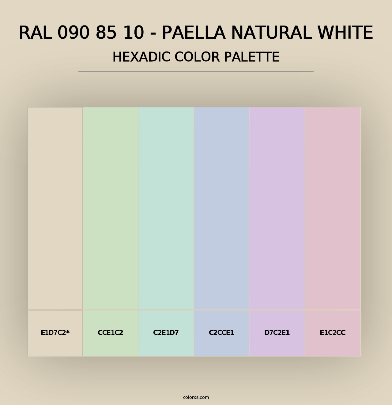 RAL 090 85 10 - Paella Natural White - Hexadic Color Palette