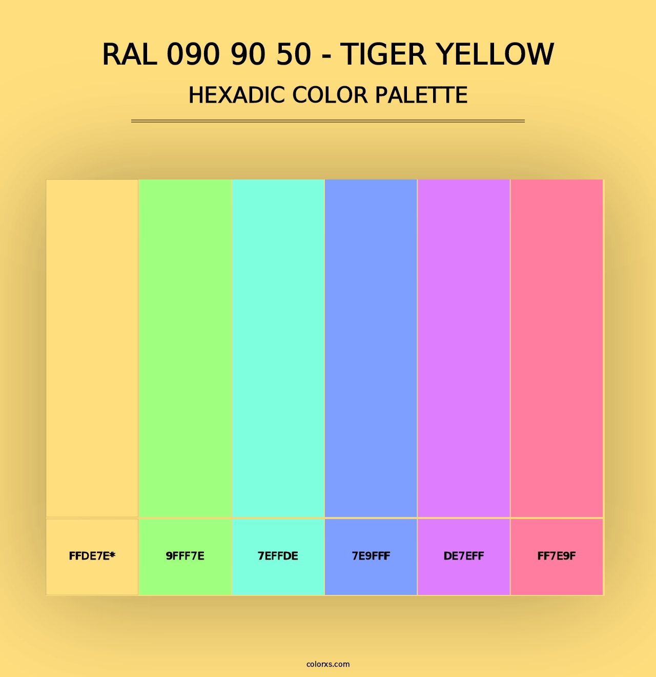 RAL 090 90 50 - Tiger Yellow - Hexadic Color Palette