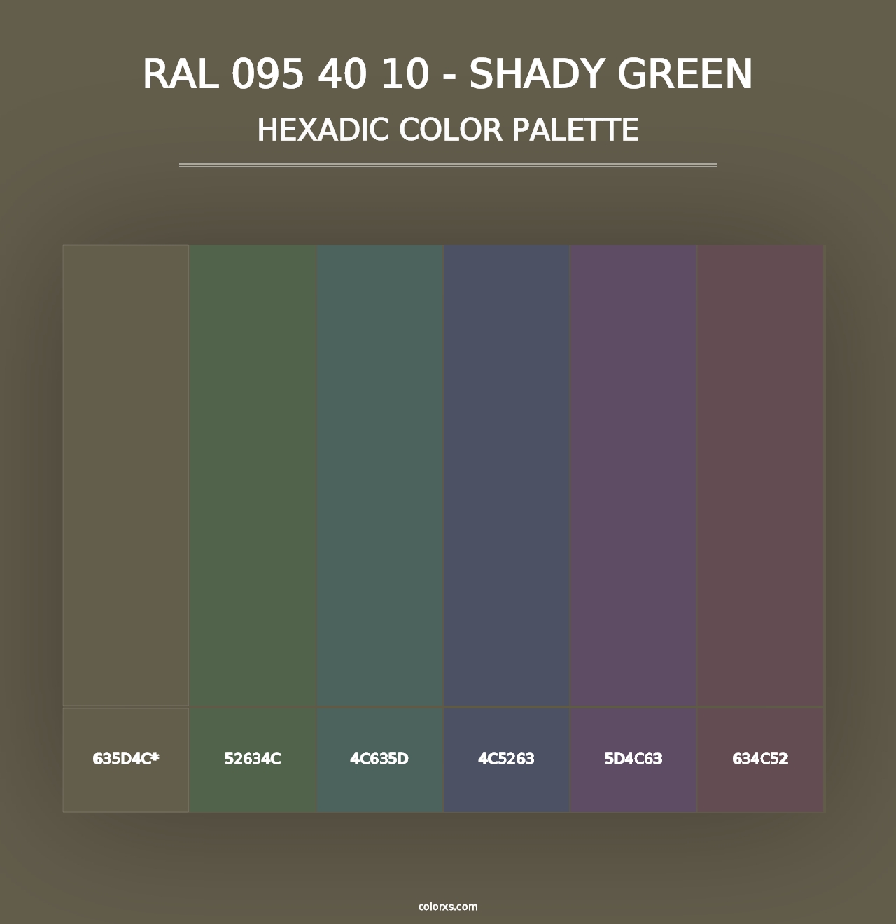 RAL 095 40 10 - Shady Green - Hexadic Color Palette