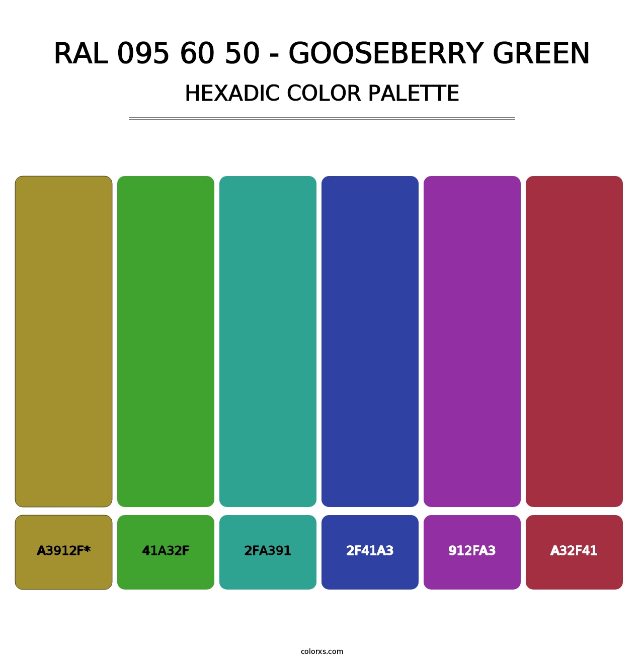 RAL 095 60 50 - Gooseberry Green - Hexadic Color Palette