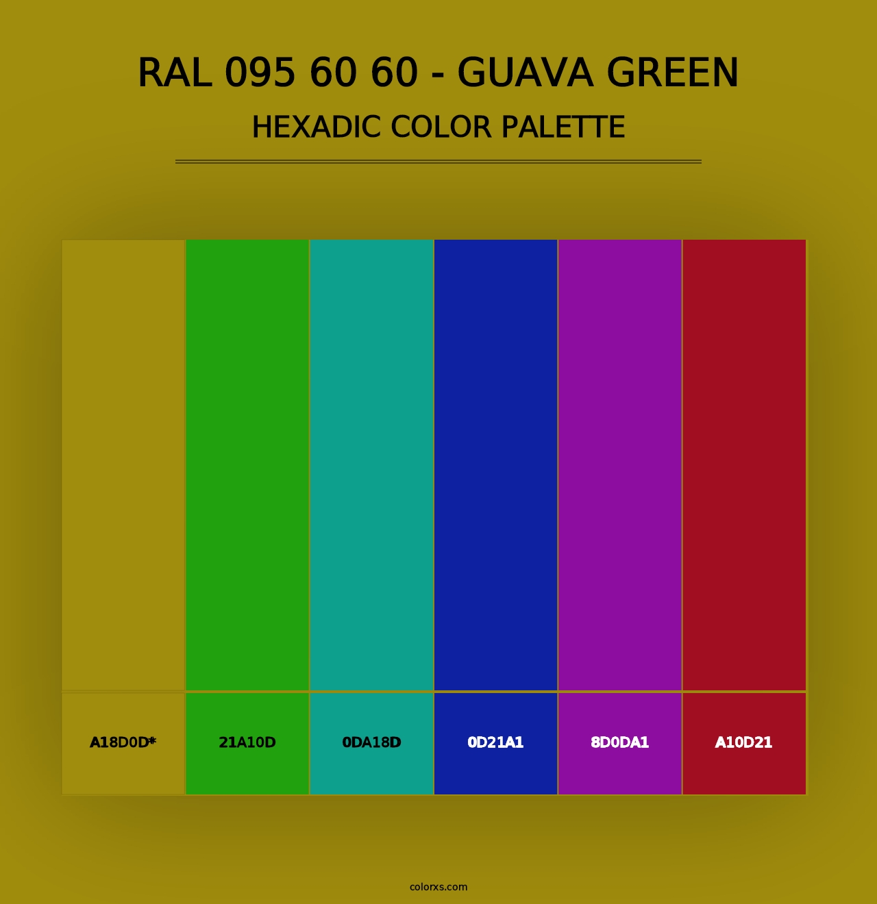 RAL 095 60 60 - Guava Green - Hexadic Color Palette