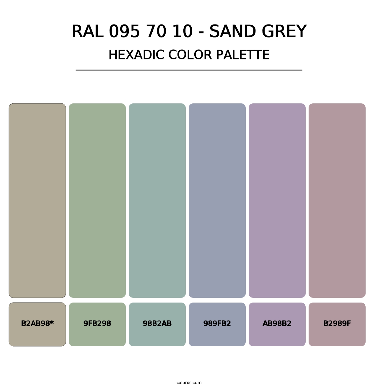 RAL 095 70 10 - Sand Grey - Hexadic Color Palette