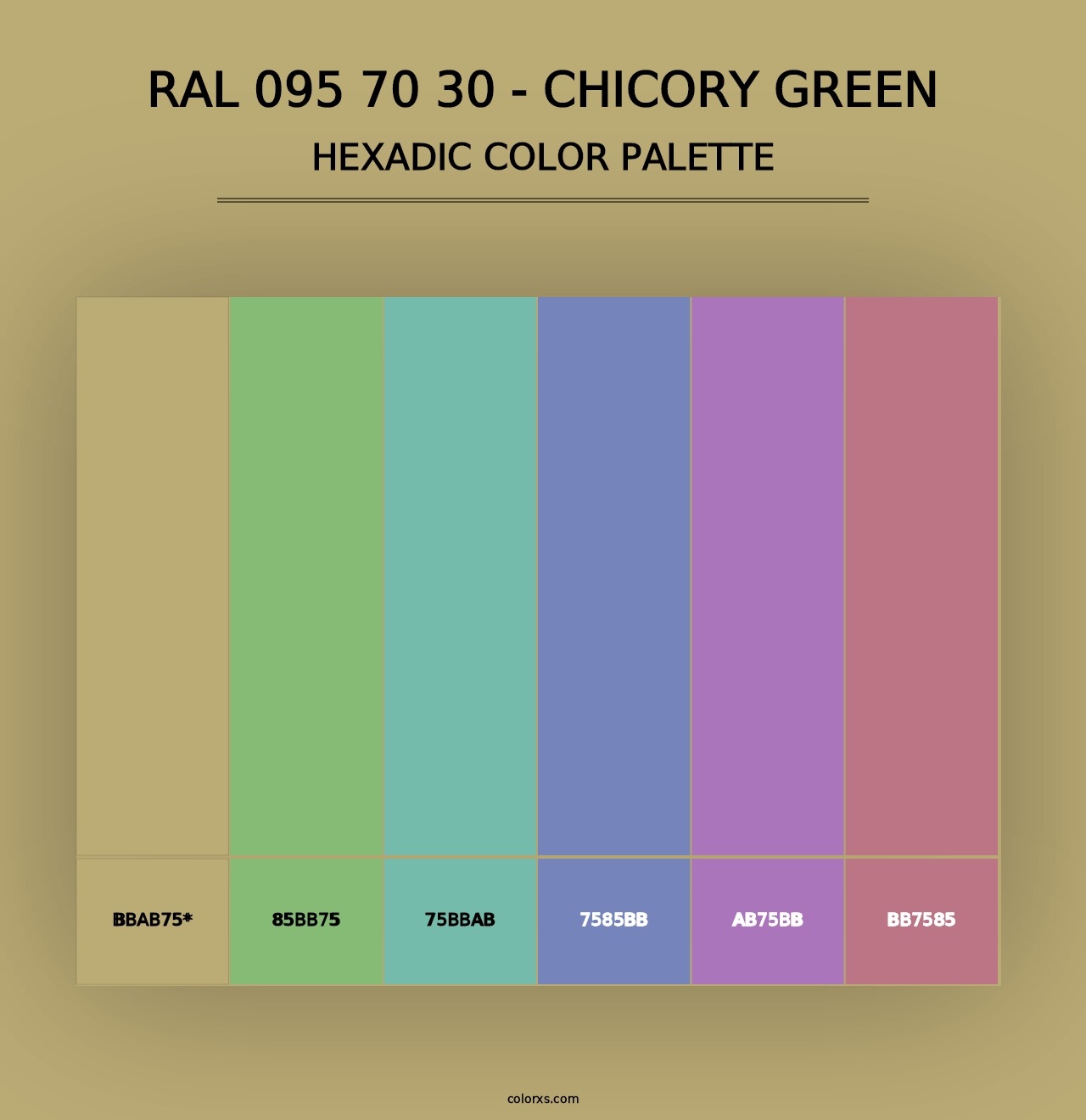 RAL 095 70 30 - Chicory Green - Hexadic Color Palette