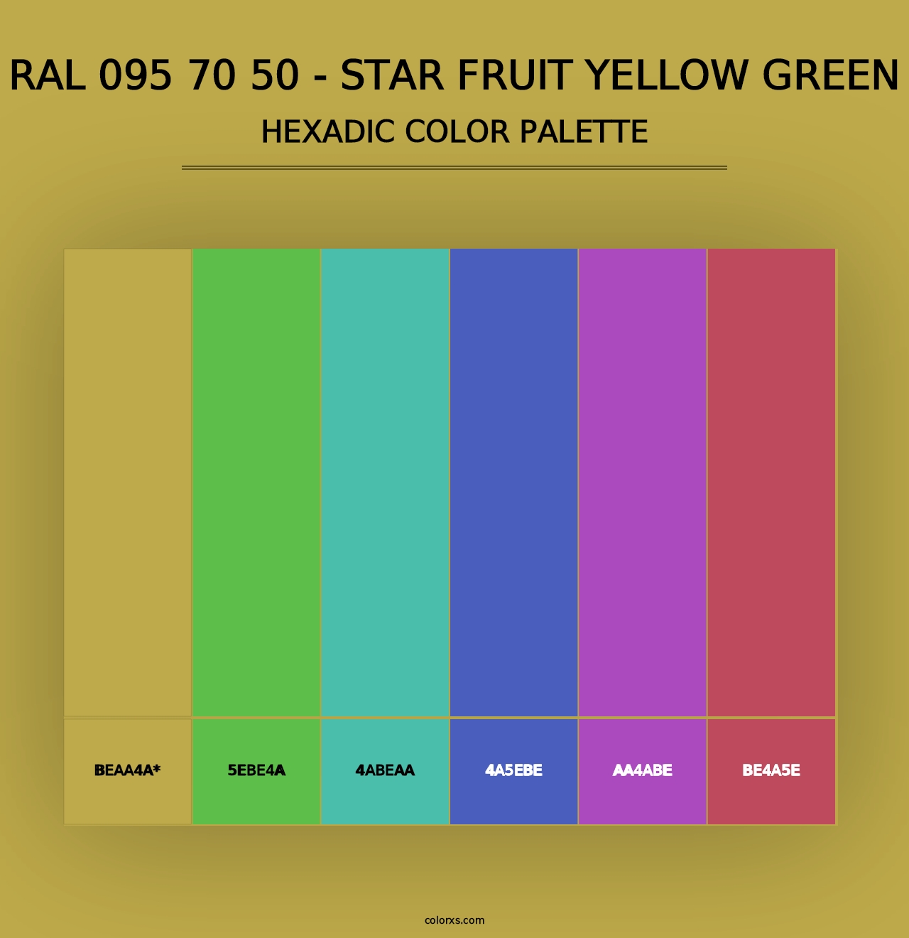 RAL 095 70 50 - Star Fruit Yellow Green - Hexadic Color Palette