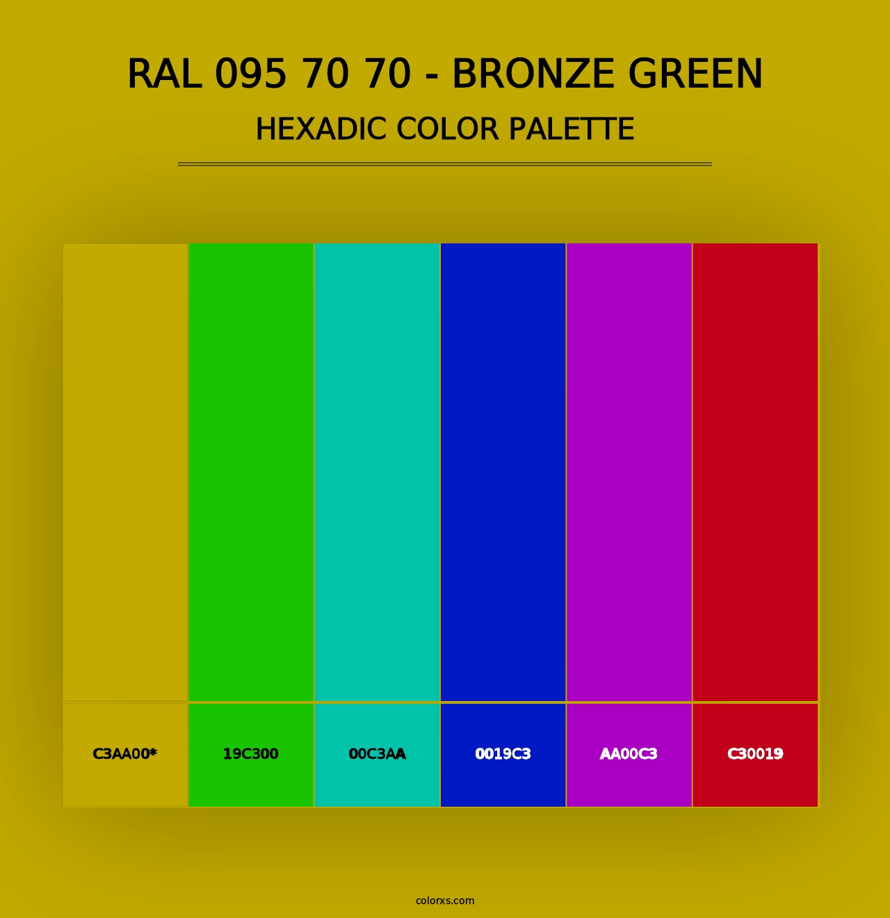 RAL 095 70 70 - Bronze Green - Hexadic Color Palette