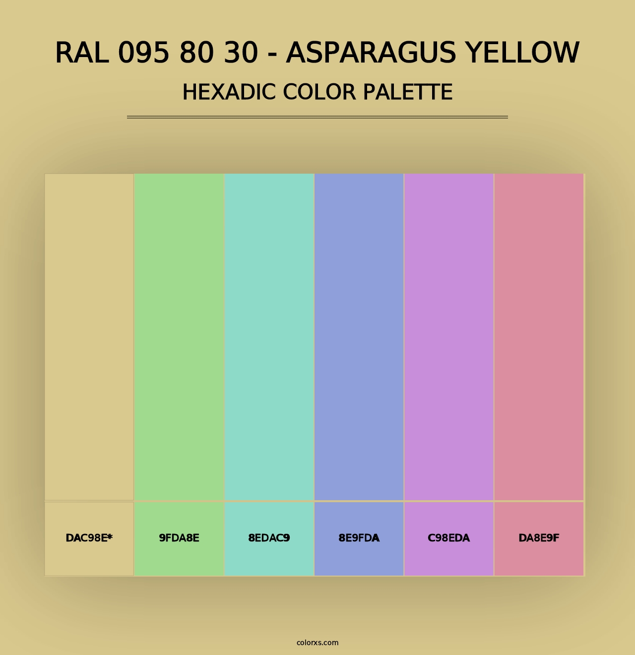 RAL 095 80 30 - Asparagus Yellow - Hexadic Color Palette