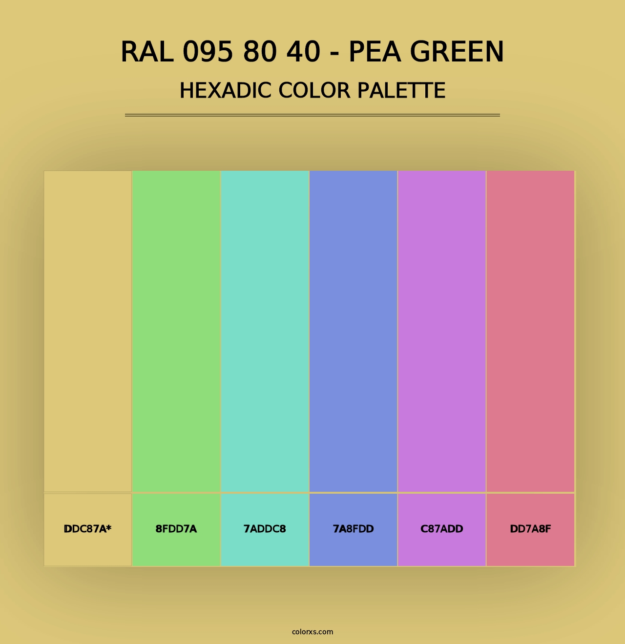 RAL 095 80 40 - Pea Green - Hexadic Color Palette