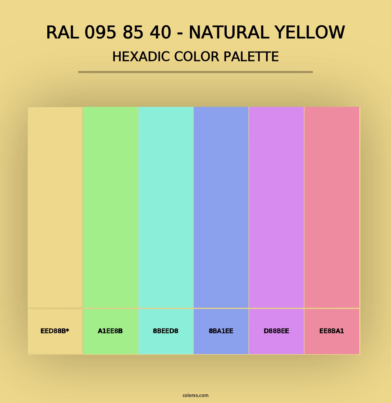 RAL 095 85 40 - Natural Yellow - Hexadic Color Palette