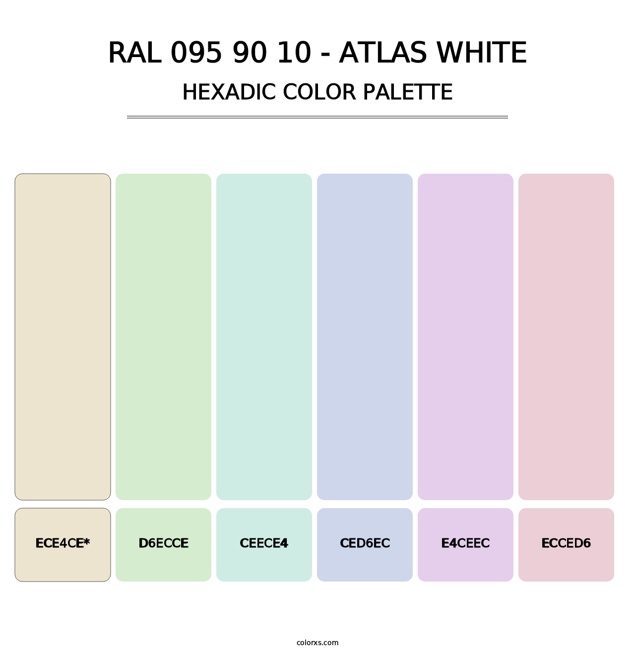 RAL 095 90 10 - Atlas White - Hexadic Color Palette