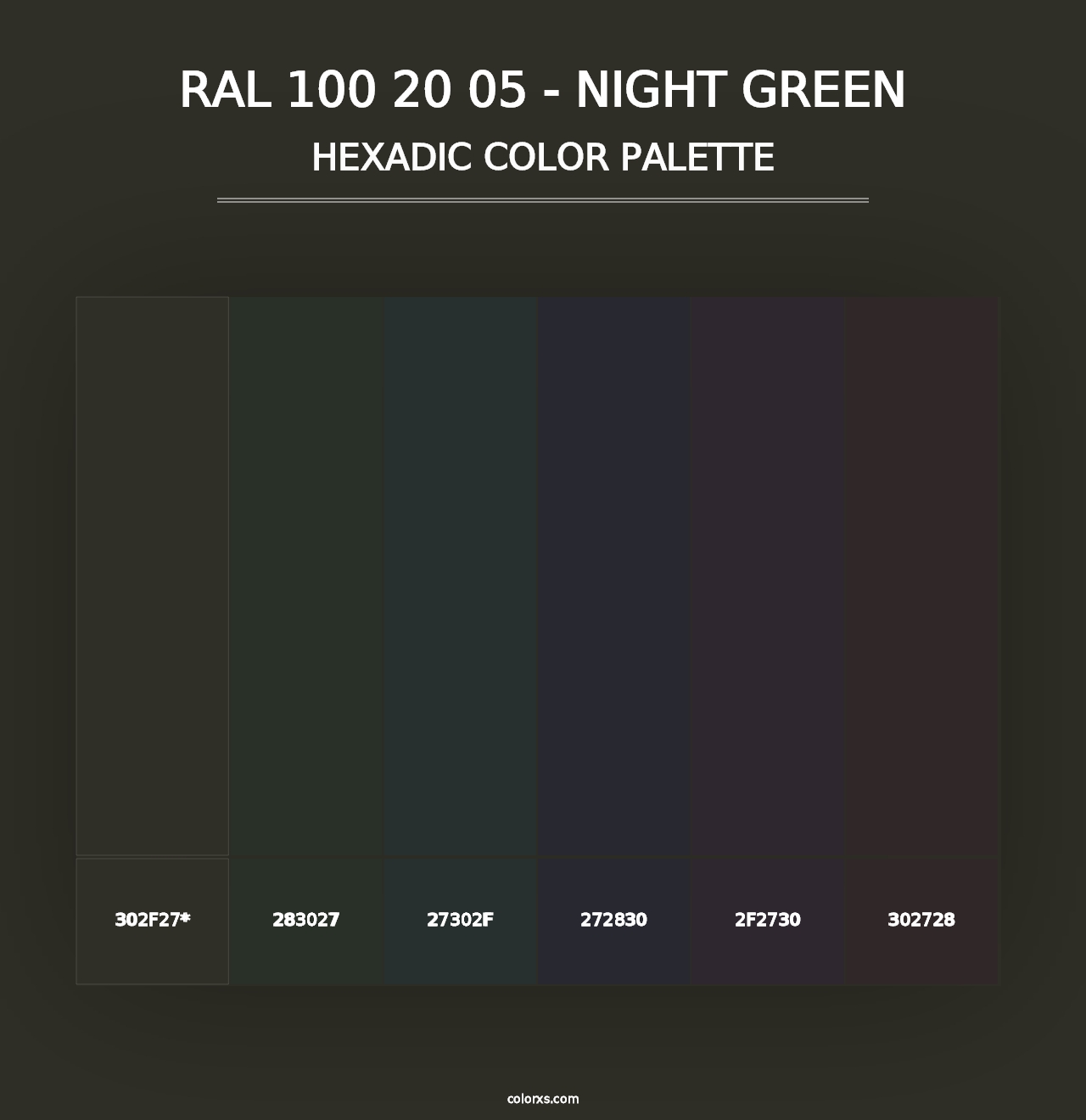 RAL 100 20 05 - Night Green - Hexadic Color Palette