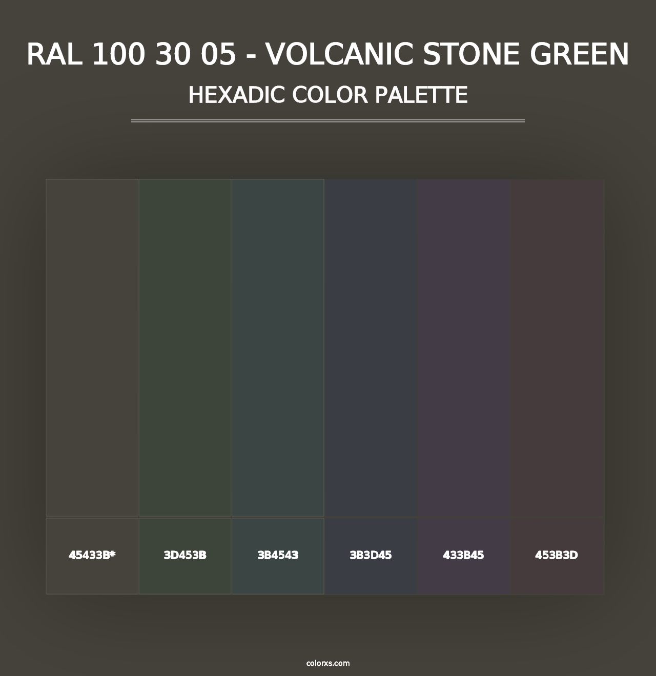 RAL 100 30 05 - Volcanic Stone Green - Hexadic Color Palette