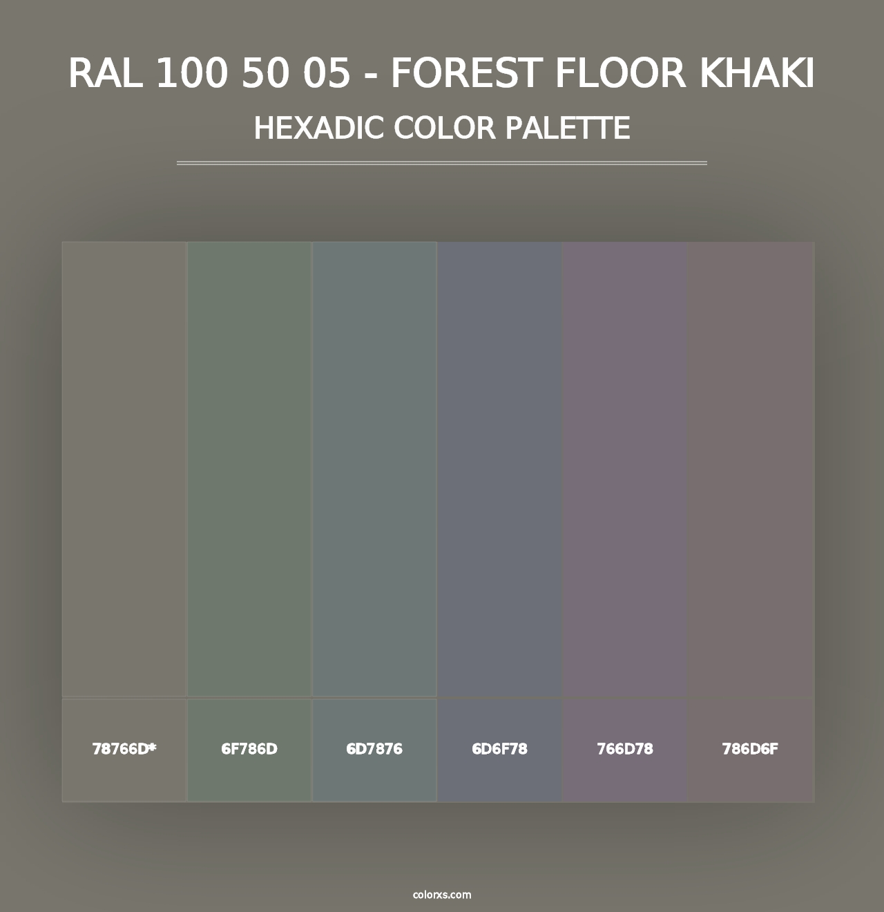 RAL 100 50 05 - Forest Floor Khaki - Hexadic Color Palette