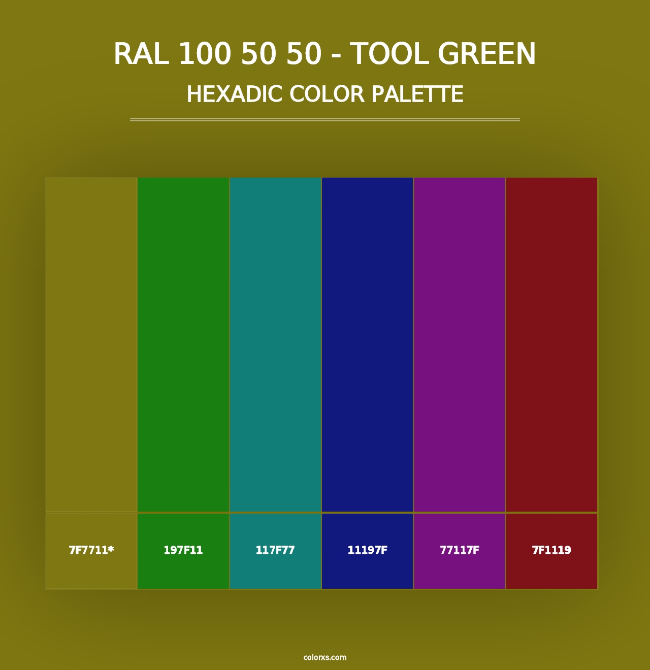 RAL 100 50 50 - Tool Green - Hexadic Color Palette