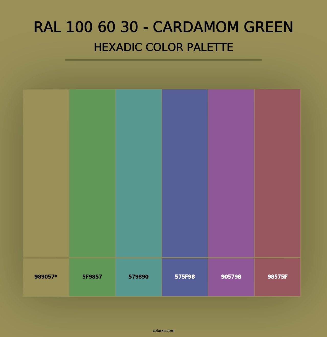 RAL 100 60 30 - Cardamom Green - Hexadic Color Palette