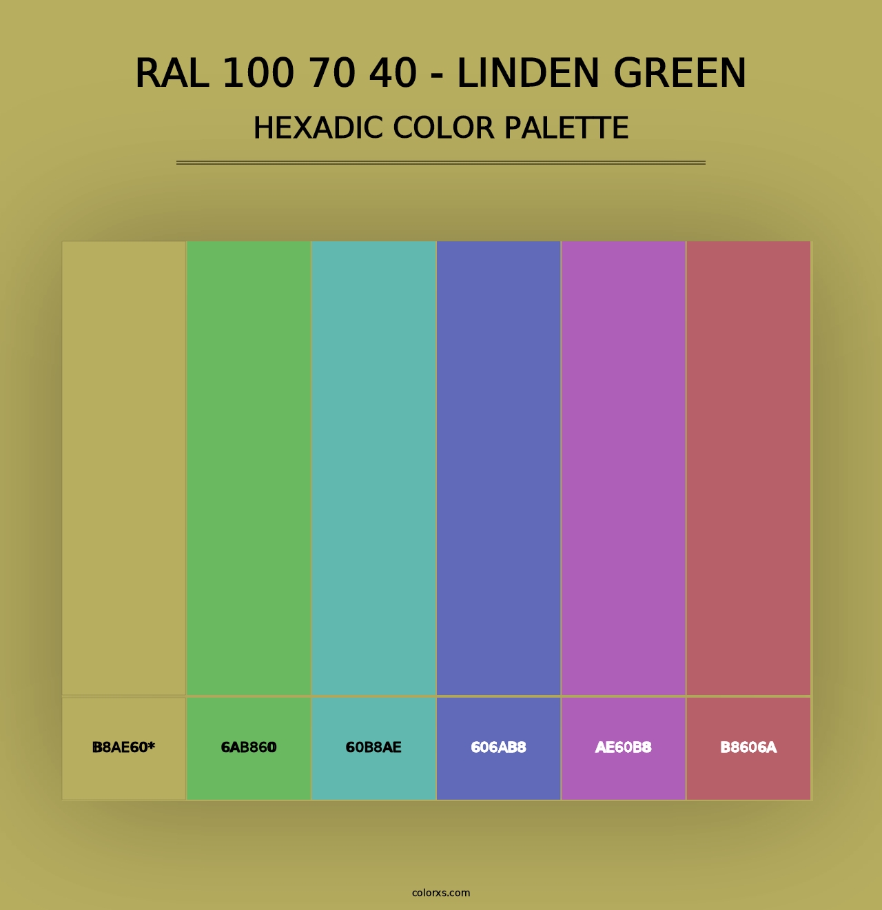 RAL 100 70 40 - Linden Green - Hexadic Color Palette