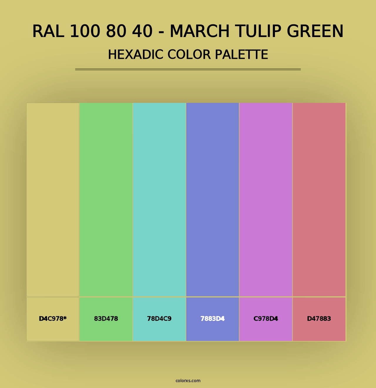 RAL 100 80 40 - March Tulip Green - Hexadic Color Palette