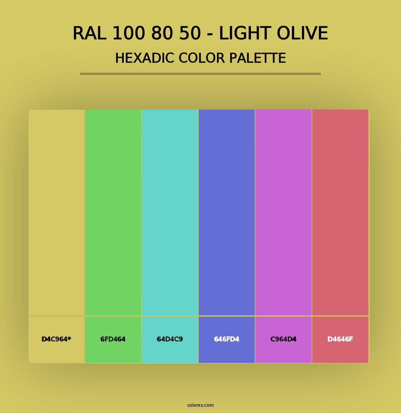 RAL 100 80 50 - Light Olive - Hexadic Color Palette