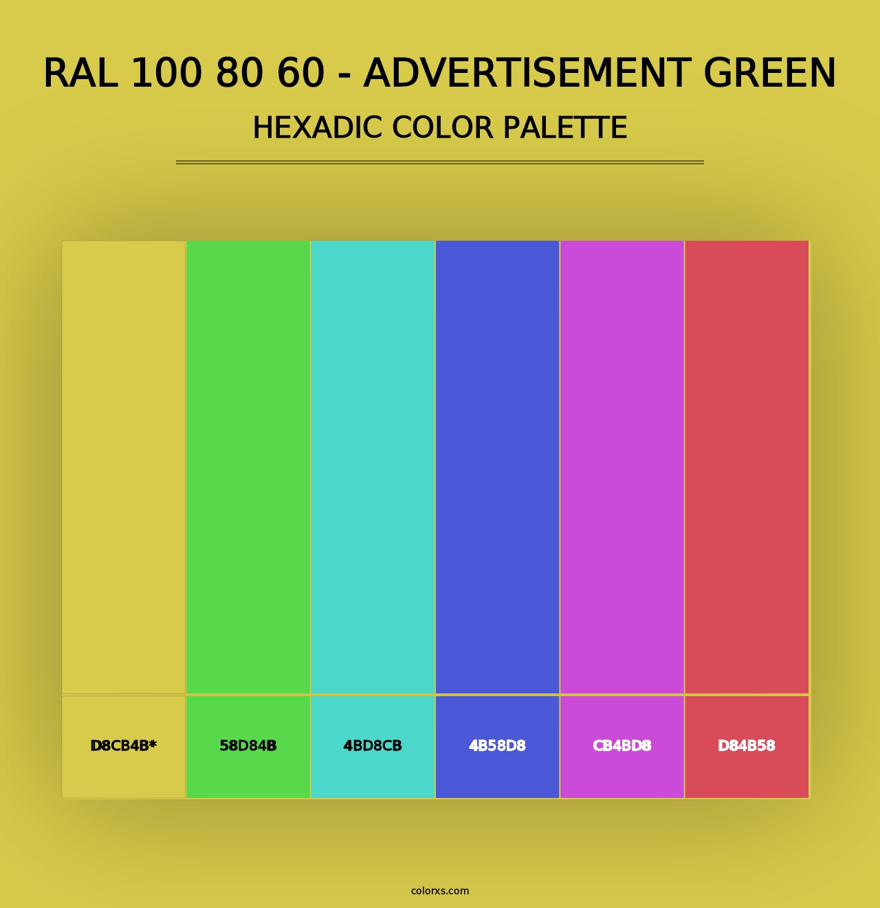 RAL 100 80 60 - Advertisement Green - Hexadic Color Palette