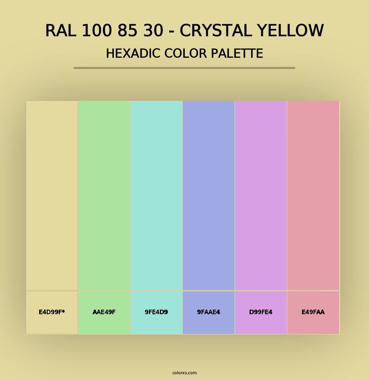 RAL 100 85 30 - Crystal Yellow - Hexadic Color Palette