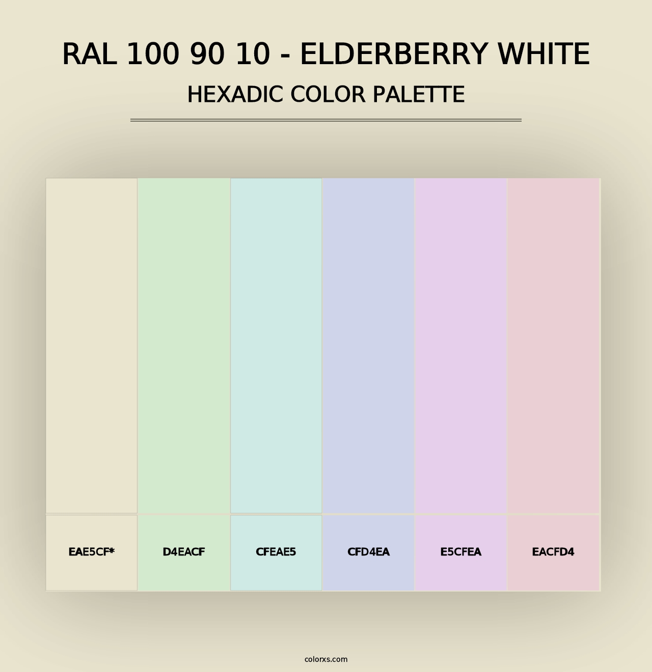 RAL 100 90 10 - Elderberry White - Hexadic Color Palette