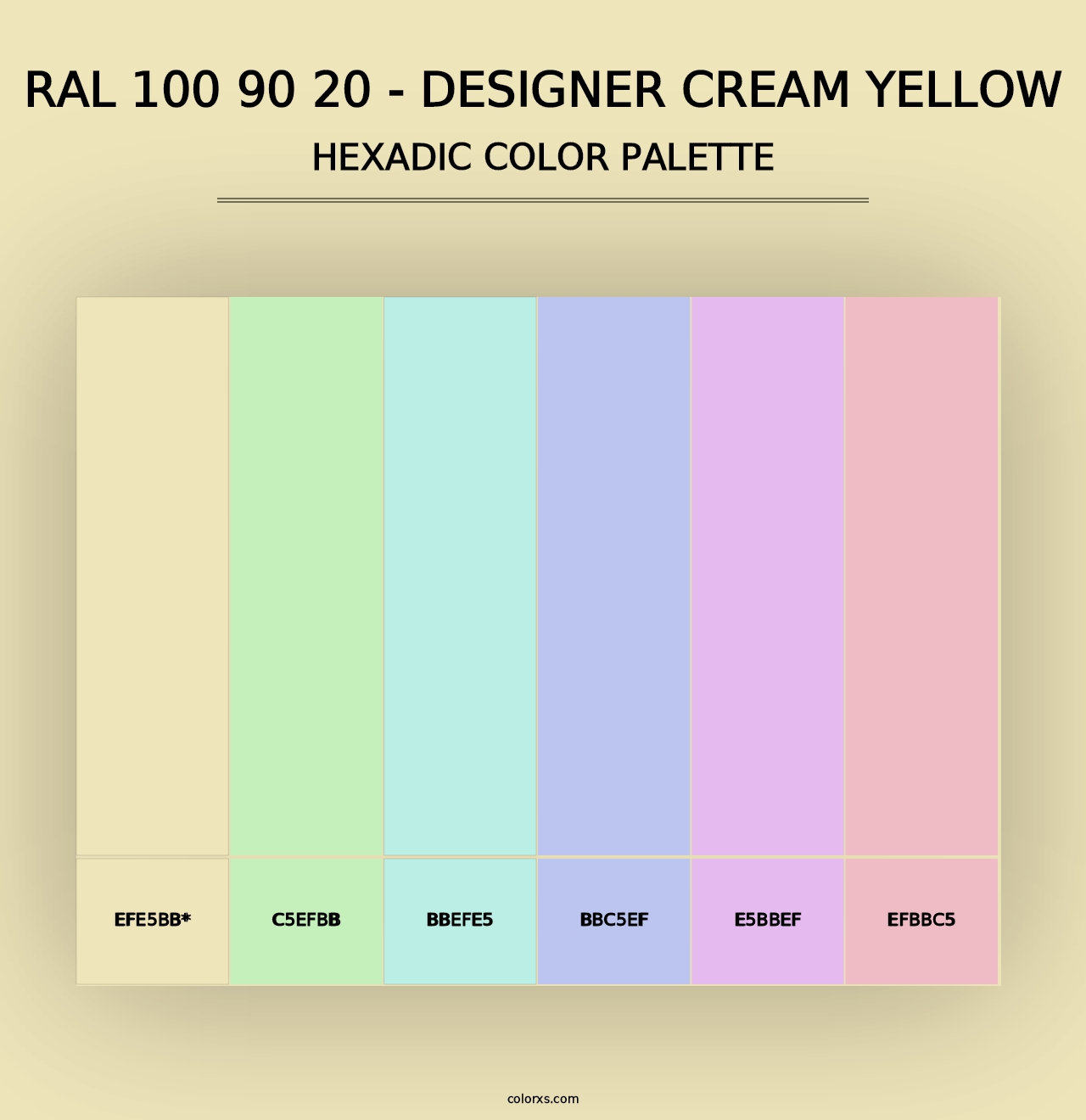 RAL 100 90 20 - Designer Cream Yellow - Hexadic Color Palette