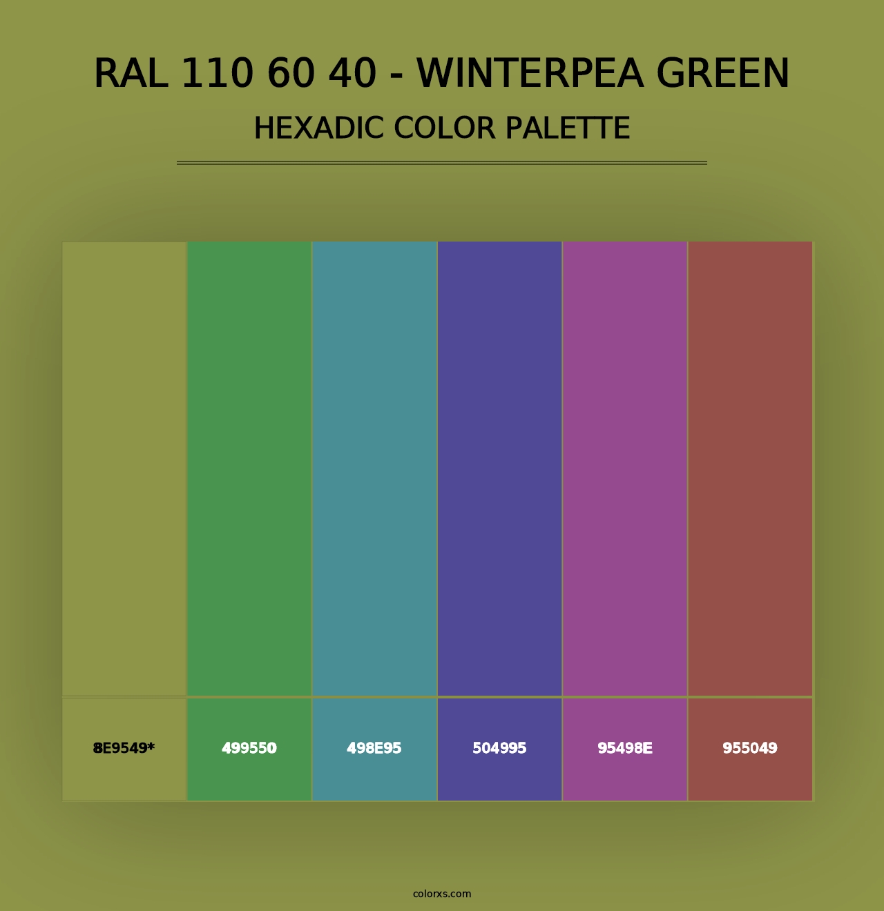 RAL 110 60 40 - Winterpea Green - Hexadic Color Palette