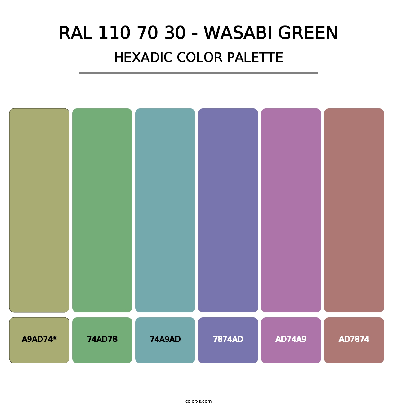 RAL 110 70 30 - Wasabi Green - Hexadic Color Palette