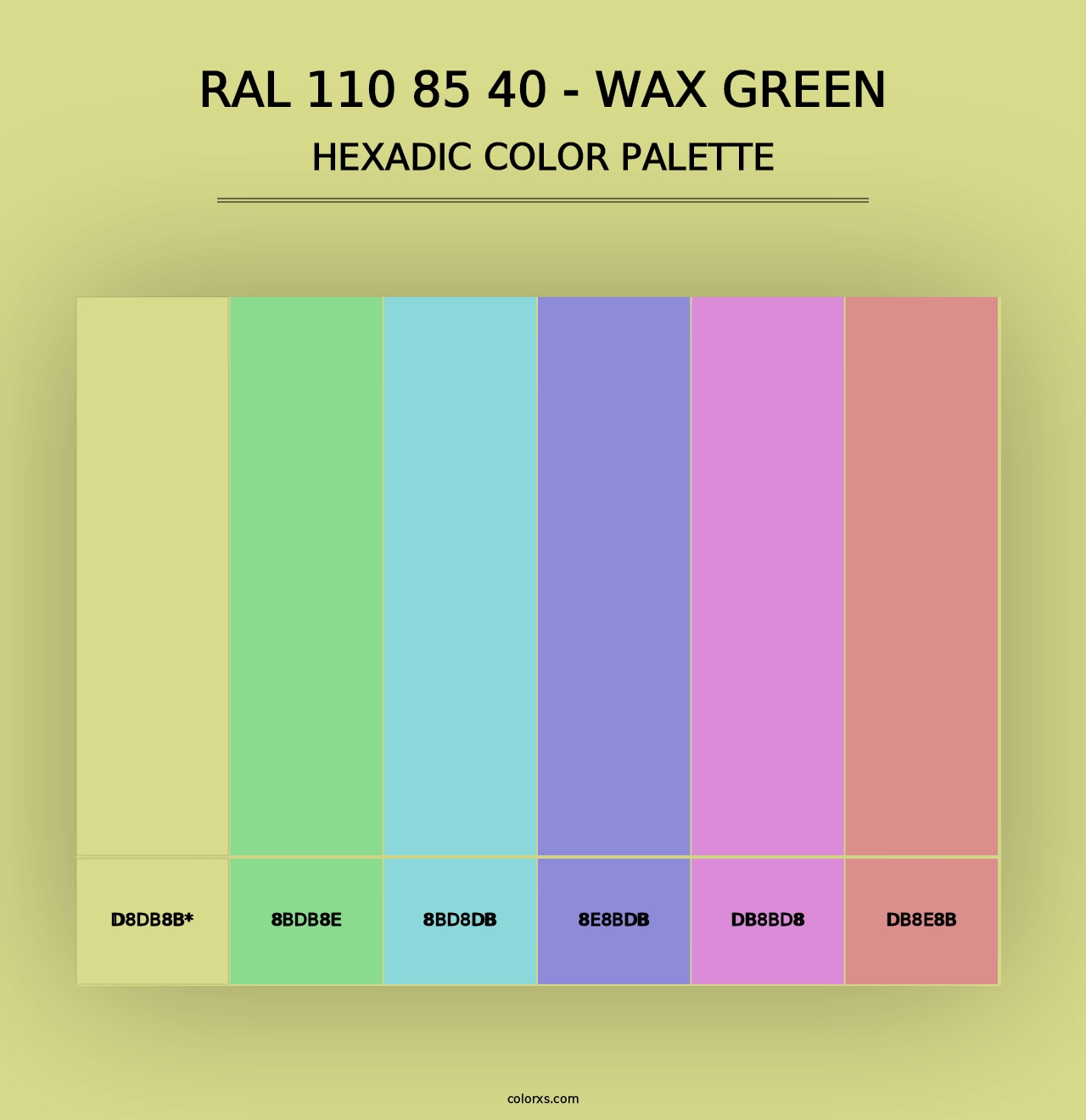 RAL 110 85 40 - Wax Green - Hexadic Color Palette