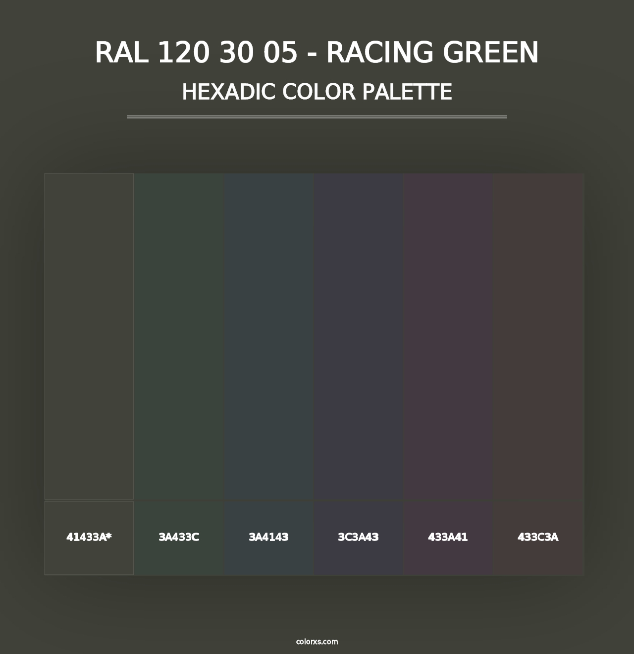 RAL 120 30 05 - Racing Green - Hexadic Color Palette