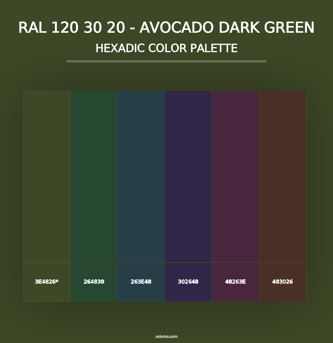 RAL 120 30 20 - Avocado Dark Green - Hexadic Color Palette