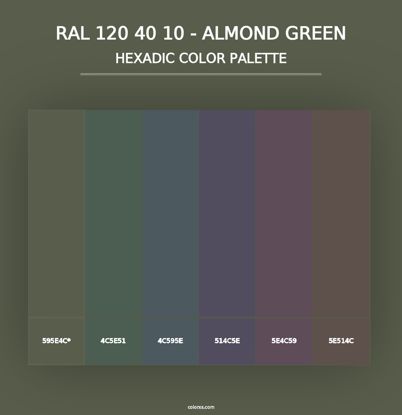 RAL 120 40 10 - Almond Green - Hexadic Color Palette