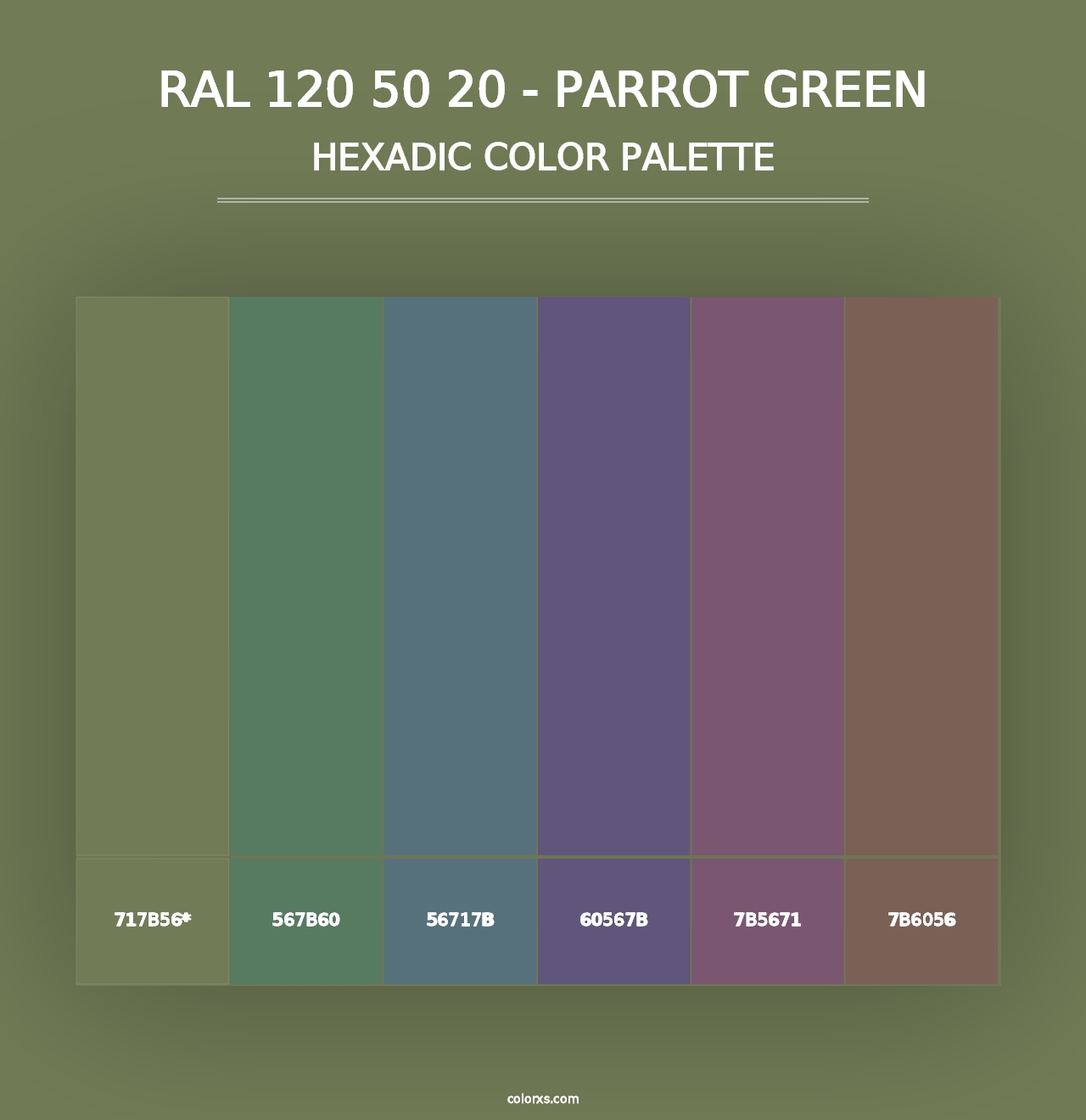 RAL 120 50 20 - Parrot Green - Hexadic Color Palette