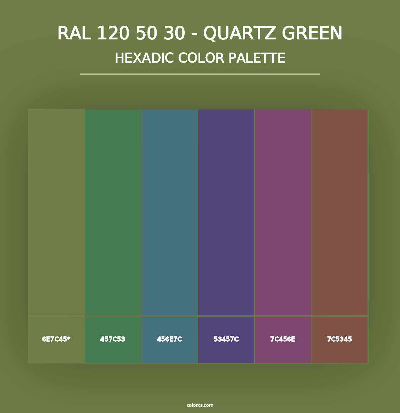 RAL 120 50 30 - Quartz Green - Hexadic Color Palette